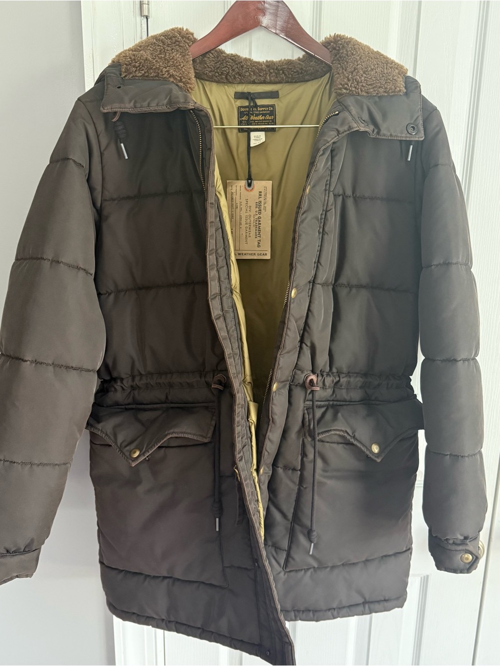 RRL by Ralph L Men's Insulated Parka Jacket with Faux-Shearling Collar - Olive